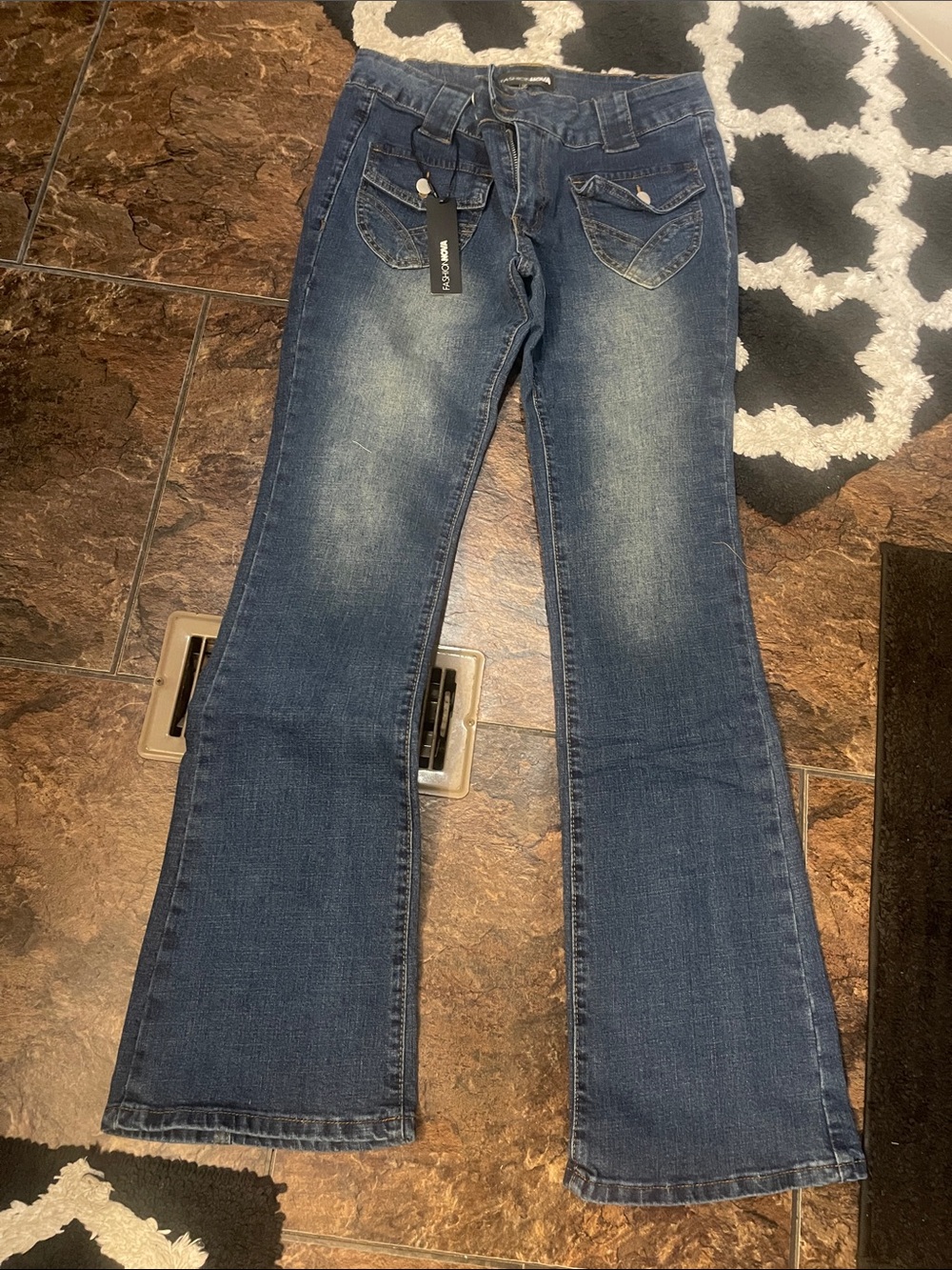 Fashion Nova Dark Blue Flared Jeans